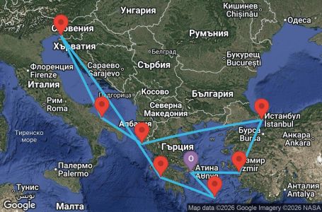 Маршрут на круиз 10 дни Гърция, Турция, Италия - UZJF