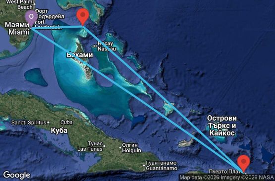Маршрут на круиз 5 дни Източни Кариби от Маями - JOYG05CNNMIAMIA