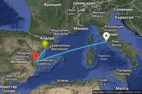 Маршрут на круиз 3 дни Италия, Испания - UZJZ