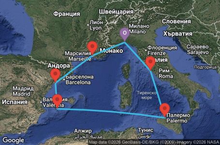 Маршрут на круиз 7 дни Италия, Испания, Франция - UZJQ