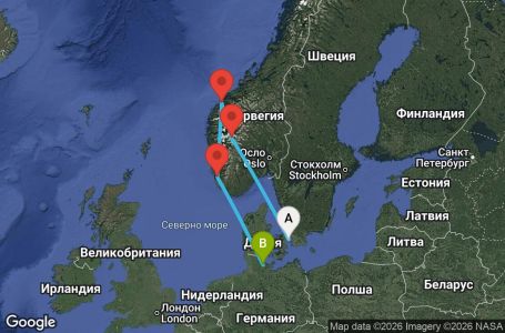 Маршрут на круиз 6 дни Дания, Норвегия, Германия - CPH06A0C