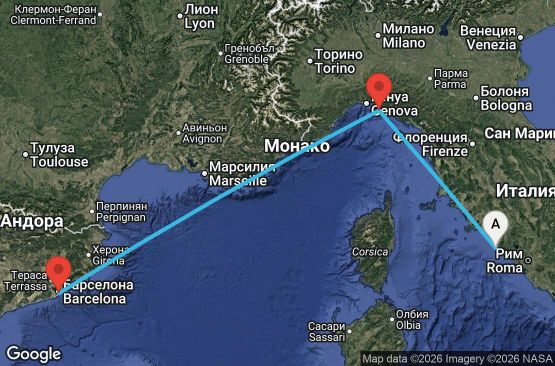 Маршрут на круиз 4 дни Италия, Испания - EL20260728CVVBCN