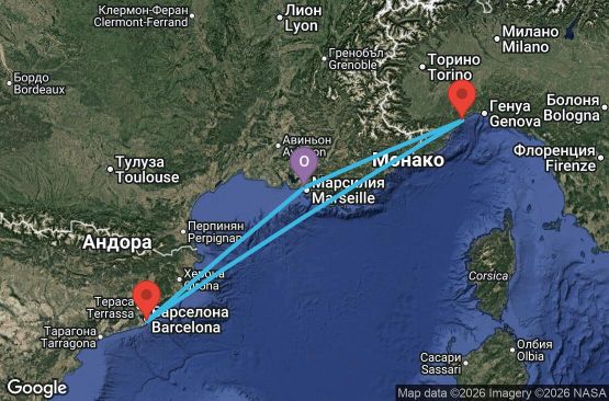 Маршрут на круиз France, Italy, Spain - MRS04A4A