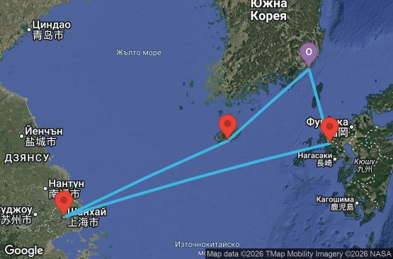 Маршрут на круиз South Korea, China - PUS05A14