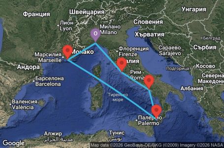 Маршрут на круиз 6 дни Италия, Франция - GOA06A19