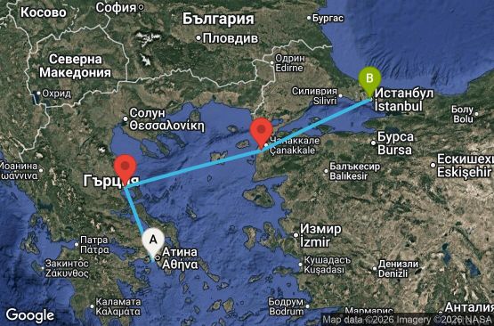 Маршрут на круиз 3 дни Гърция, Турция - ATH03A0I