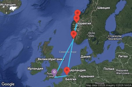 Маршрут на круиз 7 дни Великобритания, Белгия, Норвегия - LB07U248
