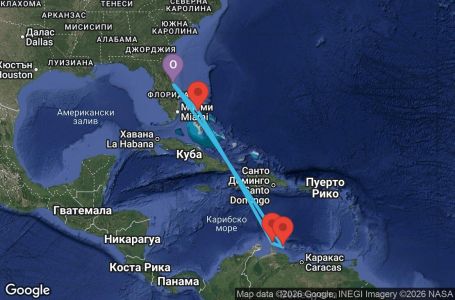 Маршрут на круиз 8 дни САЩ, Бахамските острови, Нидерландски Антили - AD08D132