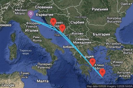 Маршрут на круиз 7 дни Италия, Хърватия, Гърция - EX07M804