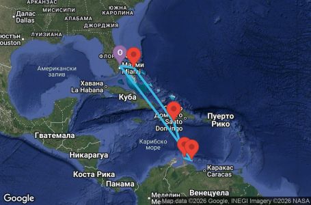 Маршрут на круиз 8 дни САЩ, Нидерландски Антили, Доминиканска република, Бахамските острови - LE08D143
