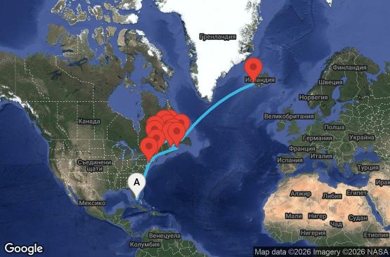 Маршрут на круиз 22 дни САЩ, Канада, Исландия - EO20280506MIAREY