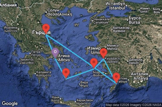 Маршрут на круиз 7 дни Гърция, Турция - EX20280513PIRPIR