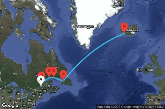 Маршрут на круиз 10 дни Канада, Исландия - EO20280518QUEREY