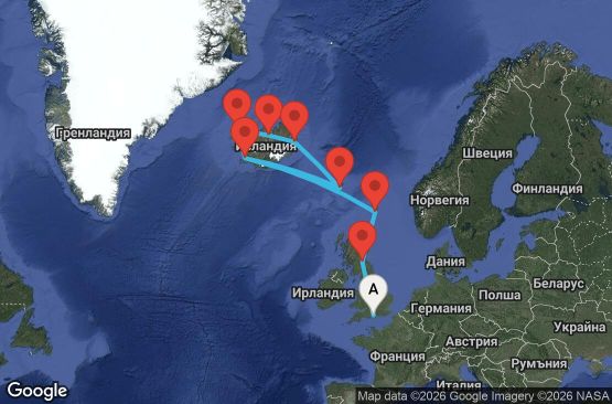 Маршрут на круиз 14 дни Великобритания, Исландия, Фарьорски острови - EO20280616SOURE1