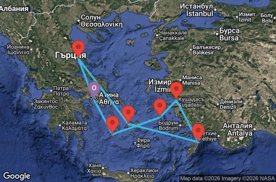 Маршрут на круиз 7 дни Гърция, Турция - EX20280624PIRPIR