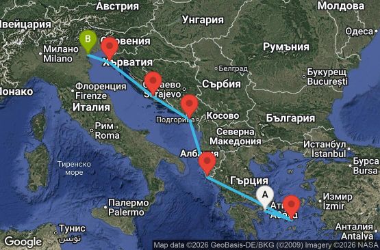Маршрут на круиз 7 дни Гърция, Черна гора, Хърватия, Италия - EX20280701PIRFSA