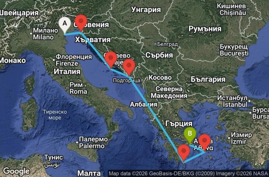 Маршрут на круиз 7 дни Италия, Словения, Хърватия, Гърция - EX20280819FSAPIR
