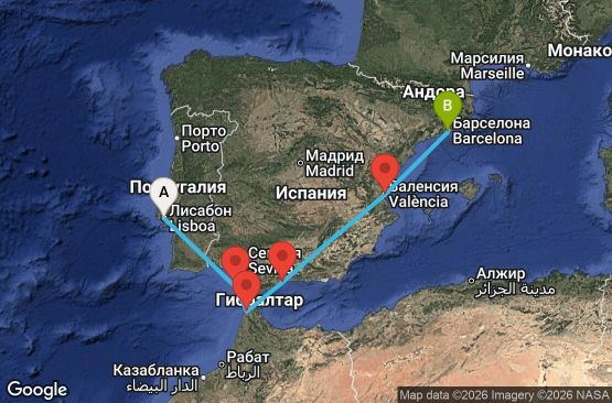 Маршрут на круиз 7 дни Португалия, Испания, Мароко - EO20281014LISBCN
