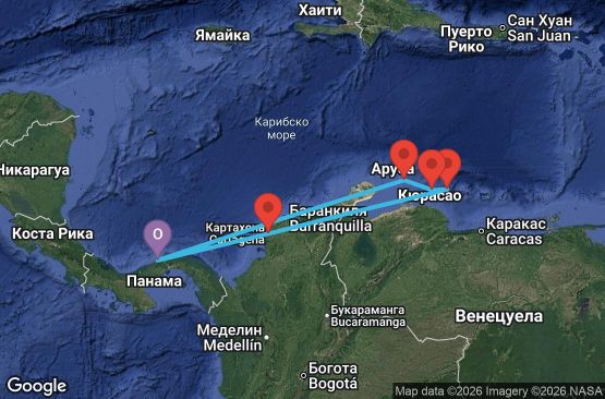 Маршрут на круиз 7 дни Панама, Колумбия, Нидерландски Антили - GR07D496
