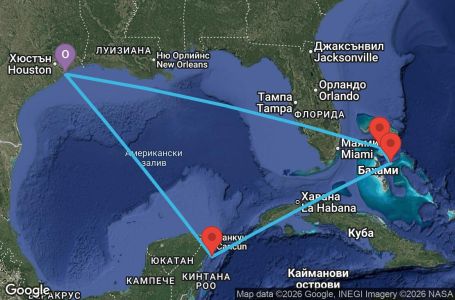 Маршрут на круиз 8 дни САЩ, Бахамските острови, Мексико - SY08W061