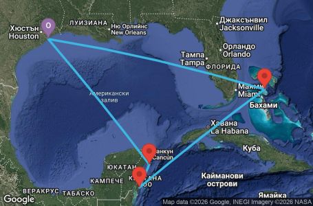 Маршрут на круиз 8 дни САЩ, Бахамските острови, Мексико - SY08W060