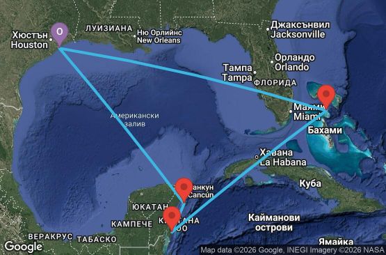 Маршрут на круиз 8 дни САЩ, Бахамските острови, Мексико - SY08W060