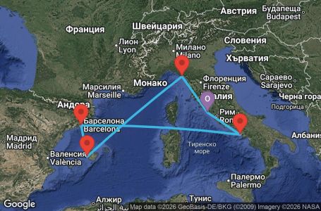 Маршрут на круиз 7 дни Италия, Испания - LE7IP205