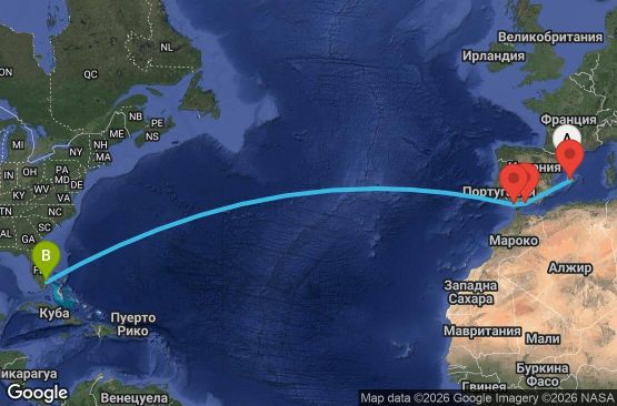 Маршрут на круиз 13 дни Испания, САЩ - LE13T146