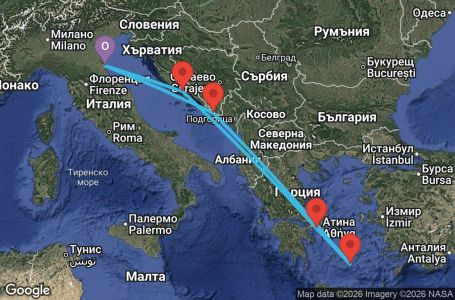 Маршрут на круиз 7 дни Италия, Хърватия, Гърция - EX07M807