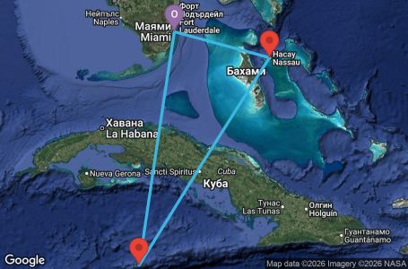 Маршрут на круиз 5 дни САЩ, Каймановите острови, Бахамските острови - FR05W672
