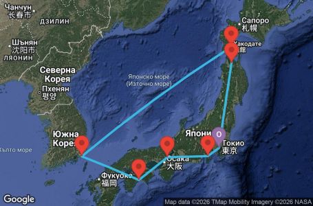 Маршрут на круиз 12 дни Япония, Южна Корея - ML12I179