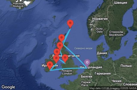 Маршрут на круиз 12 дни Нидерландия, Ирландия, Великобритания - EC12U422