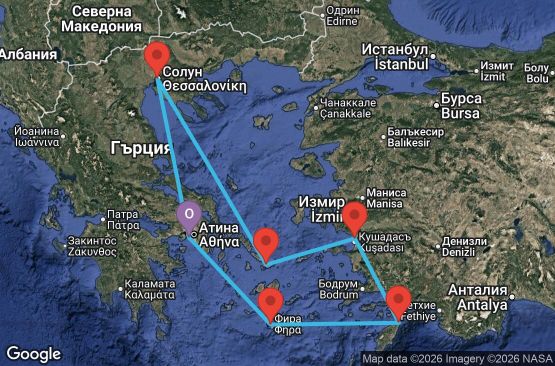 Маршрут на круиз 7 дни Гърция, Турция - IN07M824
