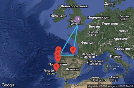 Маршрут на круиз 8 дни Великобритания, Испания, Португалия - AX08M163