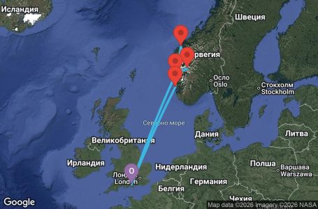 Маршрут на круиз 7 дни Великобритания, Норвегия - AX07U238