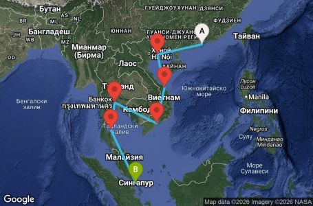 Маршрут на круиз 14 дни Хонконг, Виетнам, Тайланд, Сингапур - ML14I164