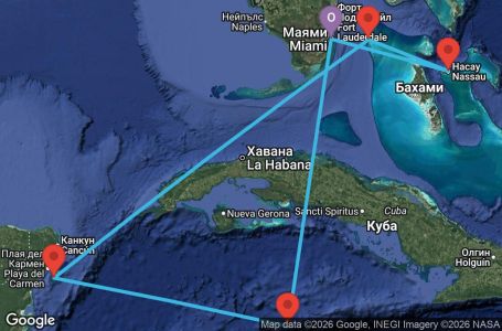 Маршрут на круиз 7 дни САЩ, Каймановите острови, Мексико, Бахамските острови - XC07W715