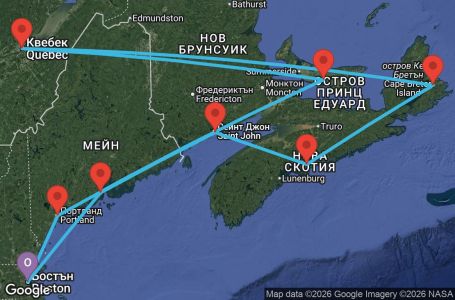 Маршрут на круиз 12 дни САЩ, Канада - SI12N020