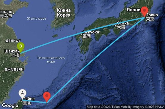 Маршрут на круиз 7 дни Тайван, Япония, Китай - UZPB