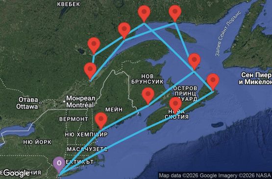 Маршрут на круиз 15 дни САЩ, Канада - EL20261007NYCNYC