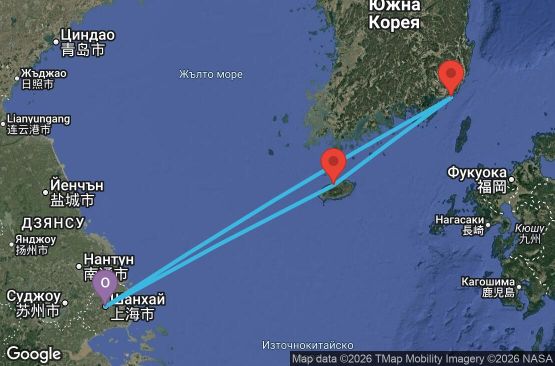 Маршрут на круиз 4 дни Китай, Южна Корея - UZN1