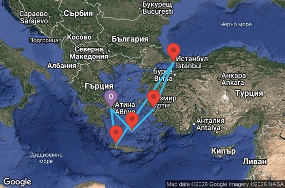 Маршрут на круиз 7 дни Гърция, Турция - RH07M877