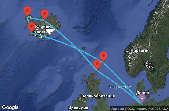 Маршрут на круиз 11 дни Германия, Великобритания, Исландия - UZTZ