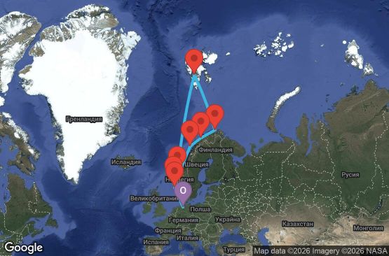 Маршрут на круиз 14 дни Германия, Норвегия - UZU3