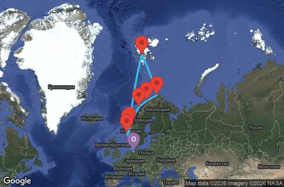 Маршрут на круиз 14 дни Германия, Норвегия - UZU0