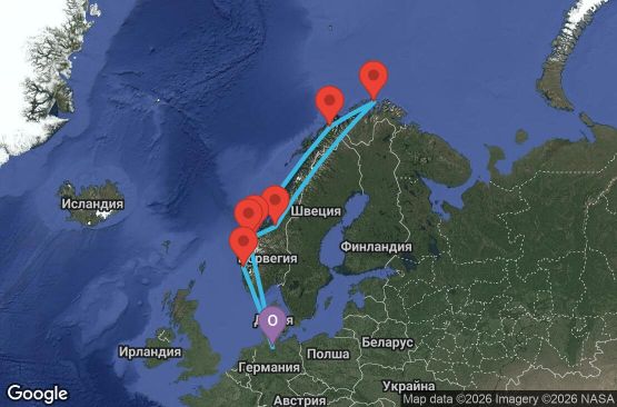 Маршрут на круиз 11 дни Германия, Норвегия - UZTY
