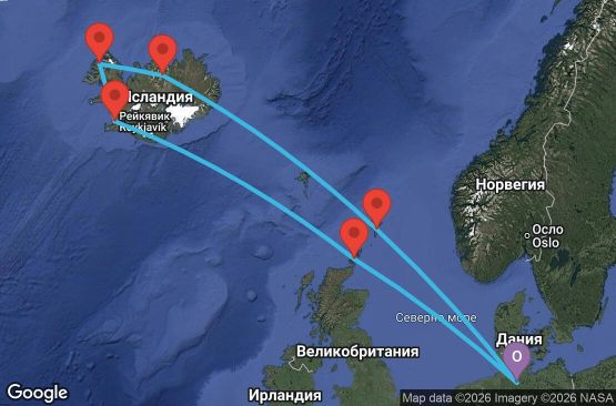 Маршрут на круиз 11 дни Германия, Великобритания, Исландия - UZU4