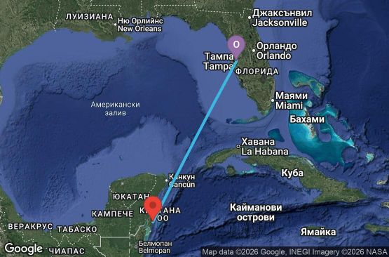 Маршрут на круиз 4 дни САЩ, Мексико - RD04W232