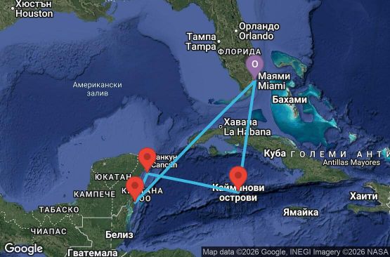 Маршрут на круиз 7 дни САЩ, Каймановите острови, Мексико - ID07W909
