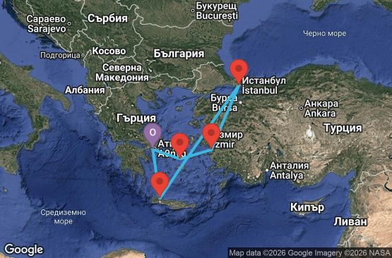 Маршрут на круиз 7 дни Гърция, Турция - RH07M879